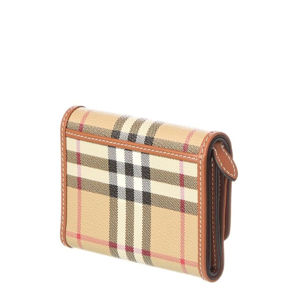 Burberry Check E-Canvas & Leather French Wallet, Beige - Picture 2 of 4